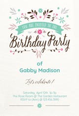 Flat Floral - Birthday Invitation